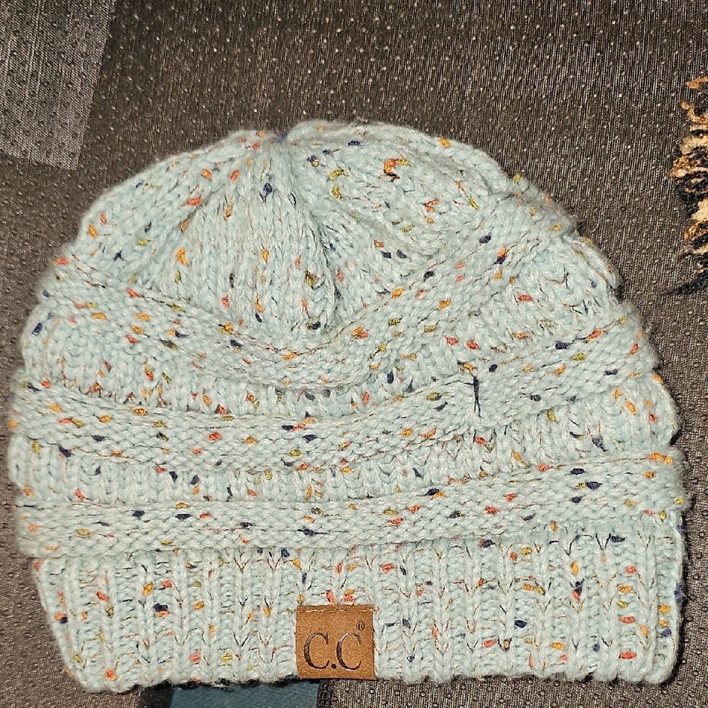 C.C Cozy Confetti Womens Speckled Knit Beanie - Light Blue